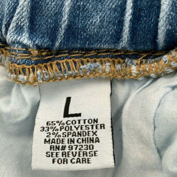 Almost Famous Jeans Womens Large Elastic Waist Drawstring Utility Jogger Denim - Picture 11 of 11